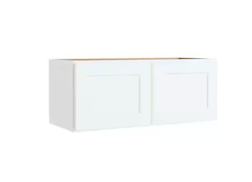 Hampton Bay Courtland 30 in. W x 12 in. D x 12 in. H Assembled Shaker Wall Bridge Kitchen Cabinet in Polar White