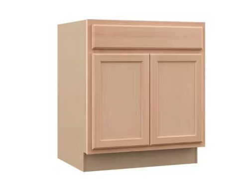 Hampton Bay Recessed Panel 30 in. W x 24 in. D x 34.5 in. H Assembled Sink Base Kitchen Cabinet in Unfinished