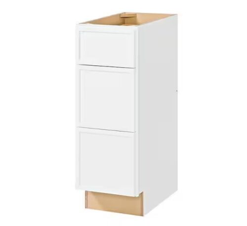 Hampton Bay Leyton 12 in. W x 21 in. D x 34.5 in. H Ready to Assemble Plywood Slim Shaker Bath Drawer Base Cabinet in Alpine White