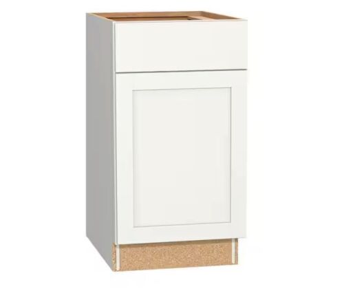 Hampton Bay Westfield Feather White Shaker Stock Assembled Base Kitchen Cabinet (18 in. W x 23.75 in. D x 35 in. H)