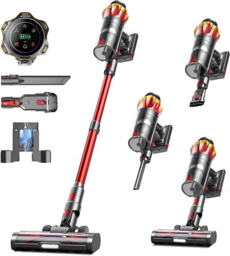Mohomo Nova V5 Cordless Vacuum Cleaner, 650W/55KPa 70Mins, Anti-Tangle Brush & OLED Touch Screen