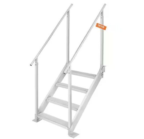 VEVOR Dock Ladder 4-Step Dock Stairs 30 in. - 38 in. Adjustable Height 500 lbs. Load Capacity