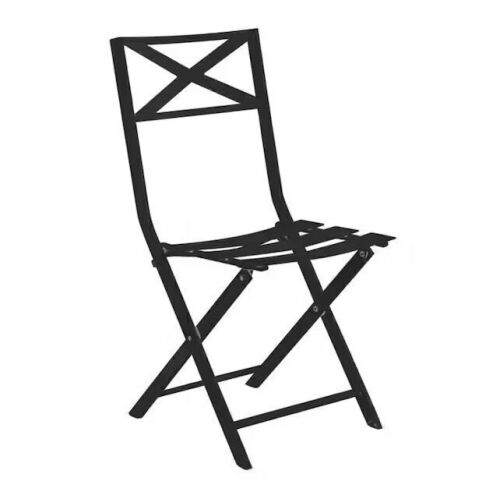 StyleWell Slat Folding Outdoor Dining Chair in Black