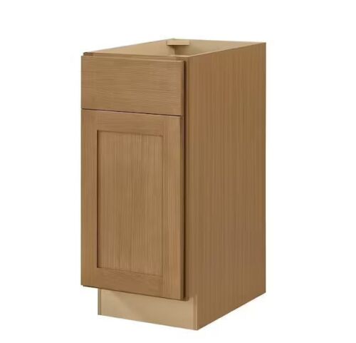 Hampton Bay Avondale 15 in. W x 24 in. D x 34.5 in. H Ready to Assemble Plywood Shaker Base Kitchen Cabinet in White Oak