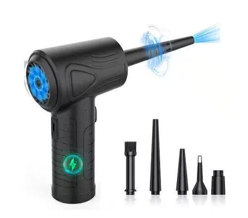 40000 RPM Powerful Multi-Use Electric Air Duster with Inflator Nozzle, 8.30 in. Handle