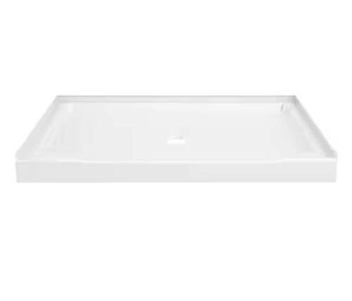 Delta Classic 500 48 in. L x 34 in. W Alcove Shower Pan Base with Center Drain in High Gloss White