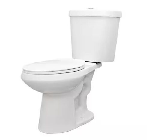 Glacier Bay 12 in. Rough In 2-Piece 1.0 GPF/1.28 GPF Dual Flush Elongated Toilet in White, Seat Included