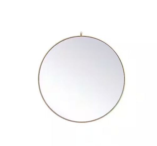 Timeless Home 39 in. W x 39 in. H x Midcentury Modern Metal Framed Round Brass Mirror