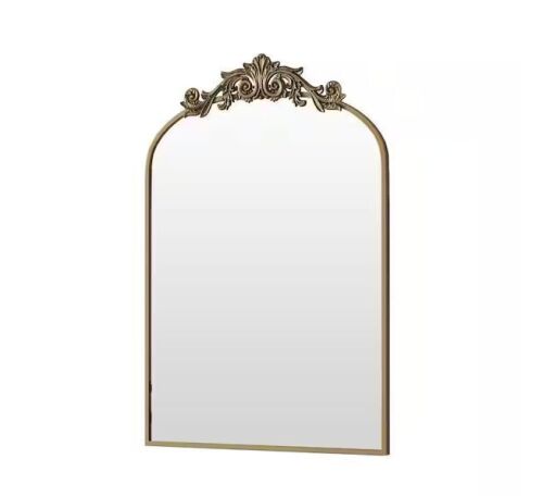 26 in. W x 41 in. H Arched Bronze Aluminum Alloy Framed Decorative Wall Mirror