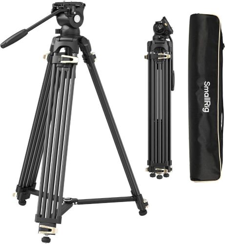 SmallRig 73.6" Heavy Duty Video Tripod with Fluid Head, 8.5lb Fixed Counterbalance, Video Head Max. Load 13.2lb, Adjustable Height 33"-73", for DJI RS & for MFT 501L