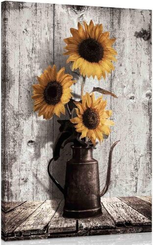 Rustic Sunflower Canvas Wall Art, 16" x 24"