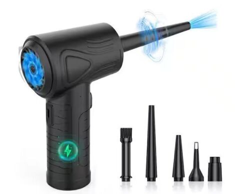 40000 RPM Powerful Multi-Use Electric Air Duster with Inflator Nozzle, 8.30 in. Handle