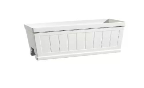 Vigoro Eden Medium White Resin Lightweight Deck Rail Planter Box (28 in. L x 12 in. W x 12 in. H)