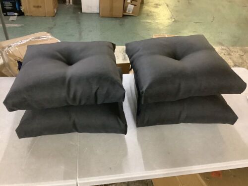 Lot of (4) ARDEN 20 in. x 20 in. Plush Modern Tufted Square Seat Outdoor Cushion, Black Leala