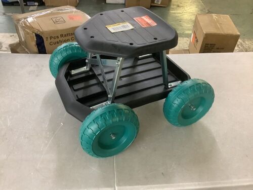 Pure Garden Garden Cart Rolling Scooter with Seat and Tool Tray