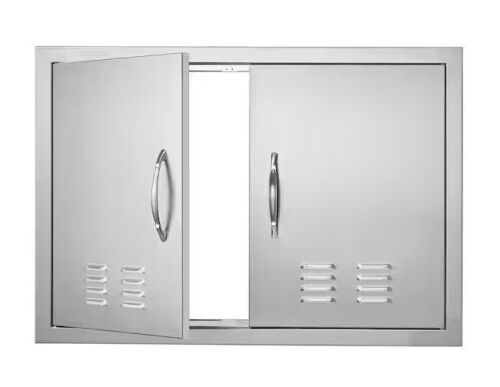 VEVOR Stainless Steel Double Outdoor Kitchen Door 30 in. W x 21 in. H