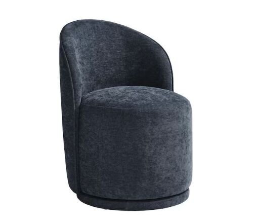 Uixe Navy Blue Linen Swivel Accent Barrel Chair