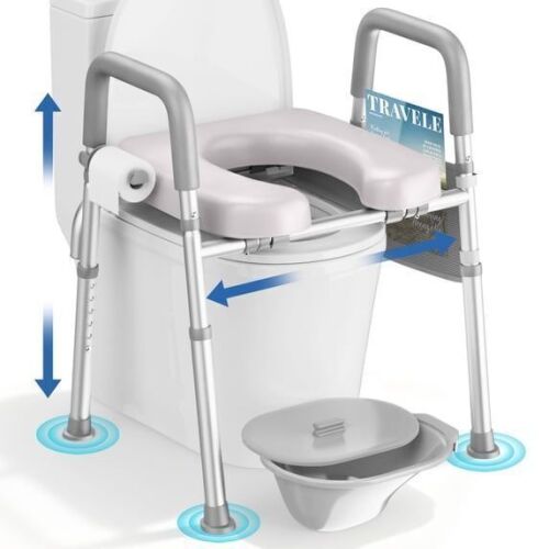 Toilet Seat Riser with Arms & Padded Seat