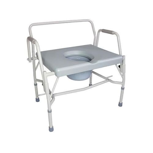 DMI Drop-Arm Bedside Commode, Extra-Wide Seat Portable Toilet Chair with Bucket, 500 lb Weight Capacity