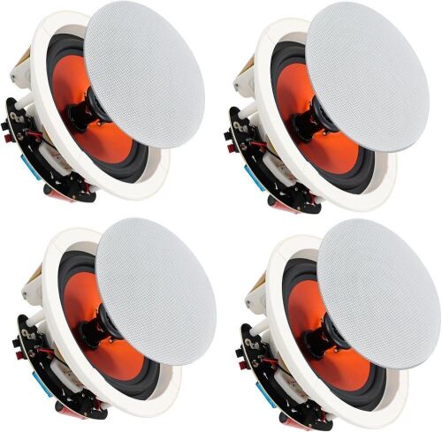 STUDIOFINIX 6.5 Inch 2-Way Full Range Steroeo Sound Ceiling Speakers 600 Watts Flush Mount, 4 Pack