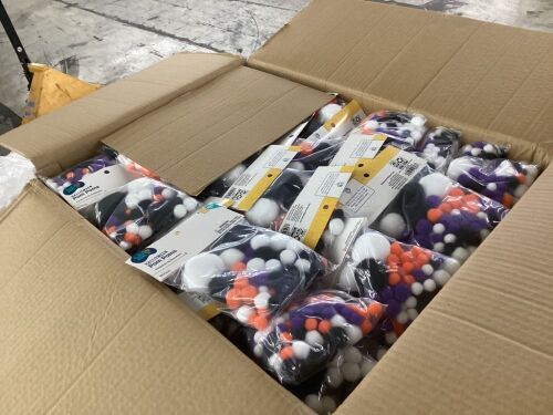 Case of (216) Assorted Halloween Pom Poms, 100pc
