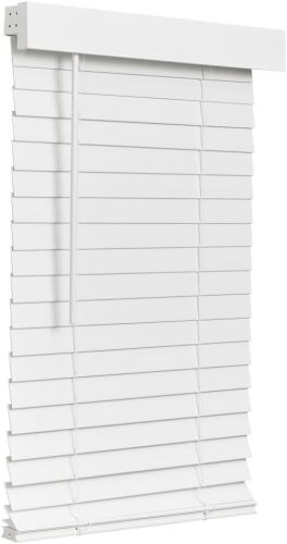 Lotus & Windoware Cordless Faux Wood Blind, Smooth, Bright White, 22.5" Wide x 36" Long