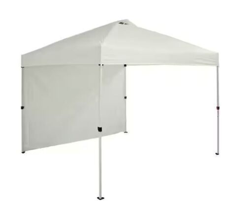 Everbilt 10 ft. x 10 ft. Commercial Instant Canopy-Pop Up Tent with Wall Panel White - Damaged Foot on Carry Case