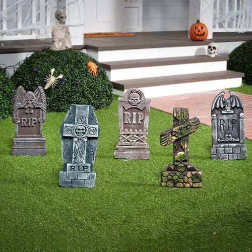 JOYIN 17” Halloween Foam RIP Graveyard Tombstones, 5 Pack