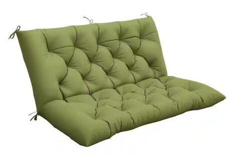 WNP 47 x 40 in. Outdoor Waterproof Porch Swing Cushion 2-Seater Replacement with Backrest, Light Green