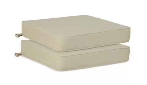 Lot of (3) WESTIN OUTDOOR Fading Free 20 in. W. x 19.5 in. x 4 in. Beige Outdoor Patio Thick Square Lounge Chair Seat Cushion with Ties 2-Pack
