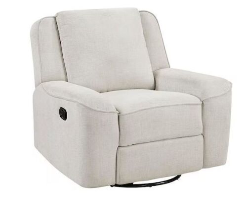 Lazzara Selles Beige Chenille Manual Swivel Recliner