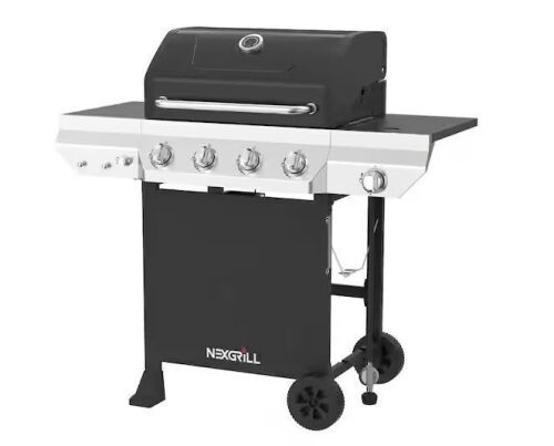Nexgrill 4-Burner Gas Grill with Side Burner in Black