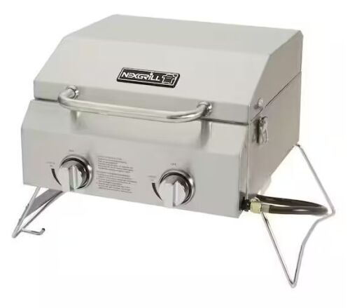 Nexgrill 2-Burner Portable Propane Gas Table Top Grill in Stainless Steel
