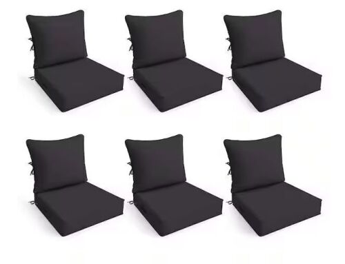 WNP 22 in. x 22 in. x 4 in. (6-Pack) Water-Resistant Outdoor Patio Furniture Replacement Deep Seat Cushions, Grey