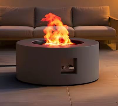 30 in. Round Propane Fire Pit Table 50,000 BTU Gray