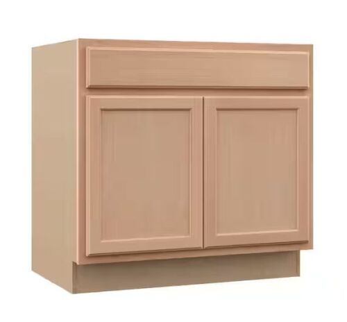 Hampton Bay Recessed Panel 36 in. W x 24 in. D x 34.5 in. H Assembled Sink Base Kitchen Cabinet in Unfinished