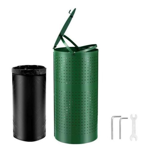 VEVOR Dog Poop Trash Can with 50 Liner Bags 11.5 Gal. Outdoor Dog Waste Bin with Lid and Liner Clip for Pet Waste Station