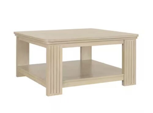 CHRISTOPHER KNIGHT HOME Joyce 34.65 in. Brown Square Wood Frame Coffee Table with 2 Tier Storage Shelf, Natural