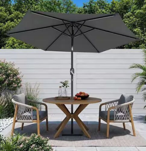 7.5 ft. Patio Market Umbrellas with Crank and Tilt Button in Anthracite Gray