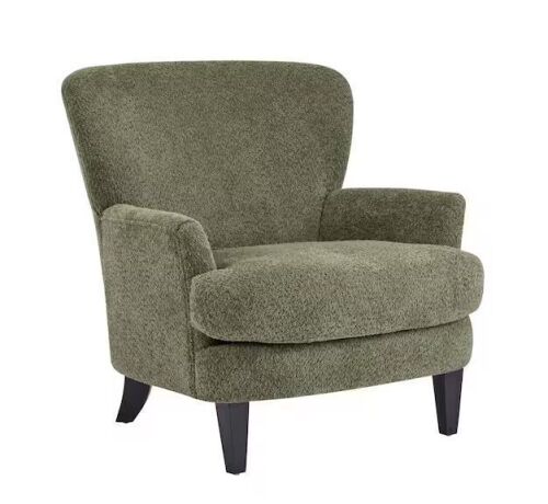 Harper & Bright Designs Olive Green Boucle Upholstered Club Chair with Birch Wood Legs, High Back
