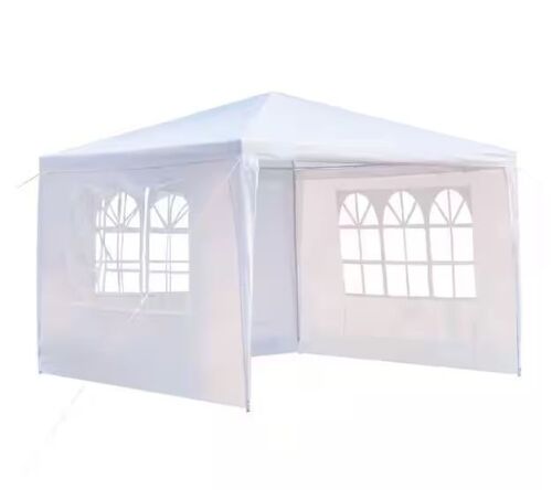 10 ft. x 10 ft. White Party Wedding Tent Canopy 3 Sidewall