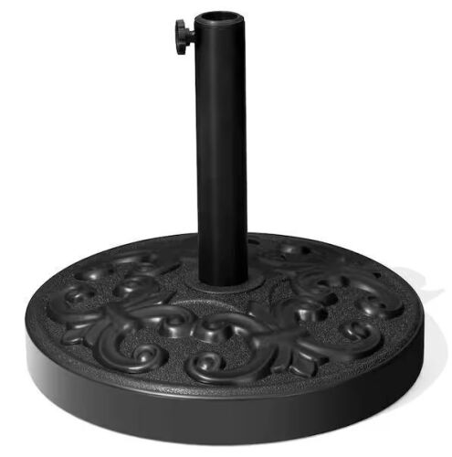 Crestlive Products 45 lbs. Round Cement Patio Umbrella Base Weather-Resistant Outdoor Umbrella Base with Adjustable Pole in Black