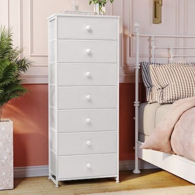 7 Drawer White Storage Tower