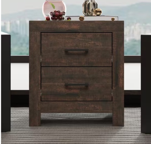 FUFU&GAGA 2-Drawer Wood Grain Nightstands Side Table in Brown, 17.7 in. W x 15.7 in. D x 19.7 in. H