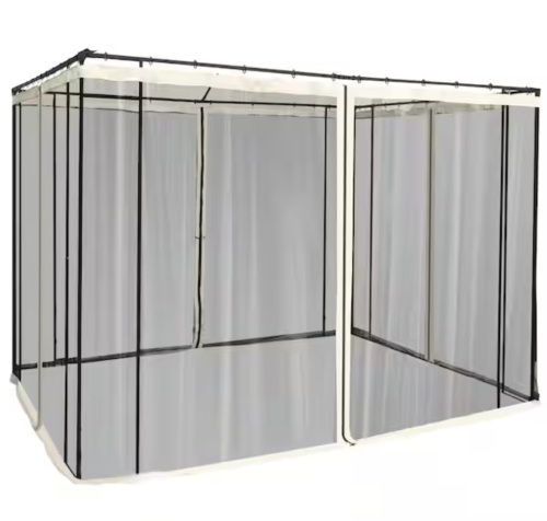 Outsunny Replacement Mesh Mosquito Netting Screen Walls for 10 ft. x 10 ft. Patio Gazebo, 4-Panel Sidewalls with Zippers