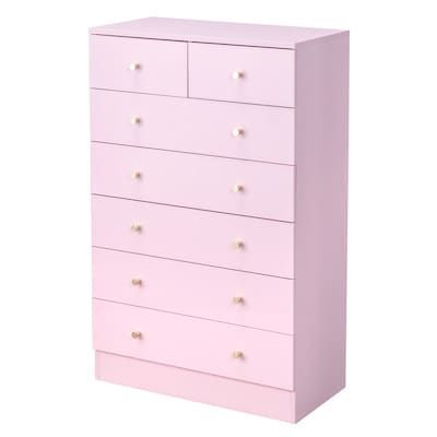 7 Drawer Tall Dresser, Pink