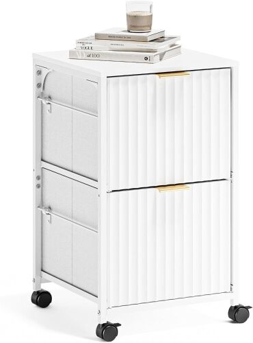 VINGLI 2 Drawer Rolling Fluted Filing Cabinet
