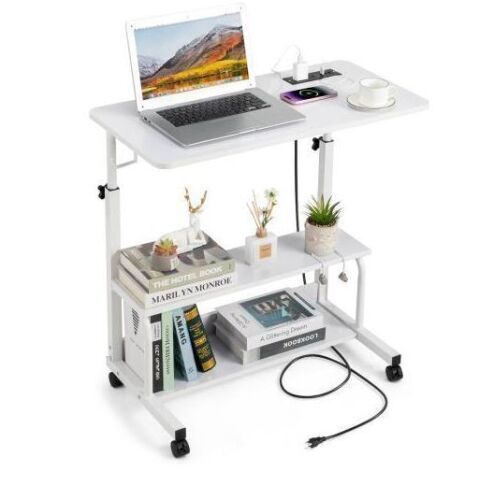 31.5" Portable Rolling Desk with 2 AC Outlets/3 USB Ports
