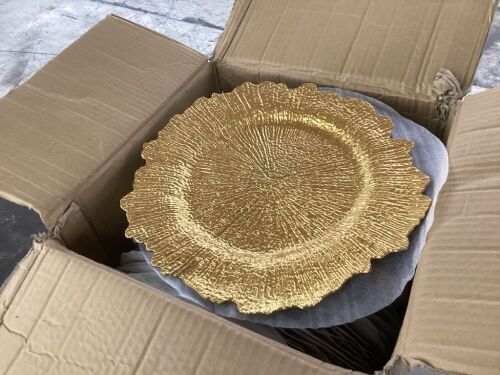 Gold Plastic Reef Charger Plates, 50ct