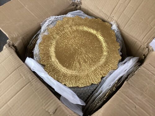 Gold Plastic Reef Charger Plates, 100ct